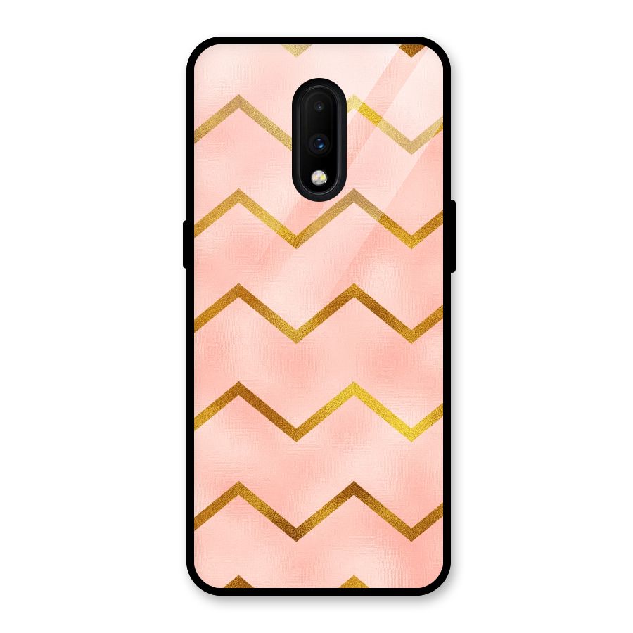Gold Pink Pattern Glass Back Case for OnePlus 7