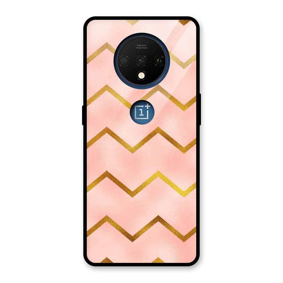 Gold Pink Pattern Glass Back Case for OnePlus 7T