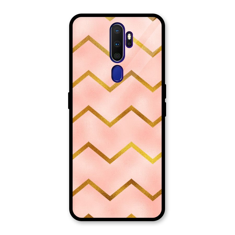 Gold Pink Pattern Glass Back Case for Oppo A9 (2020)