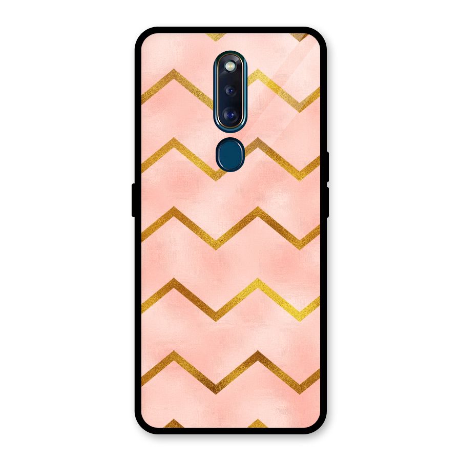 Gold Pink Pattern Glass Back Case for Oppo F11 Pro