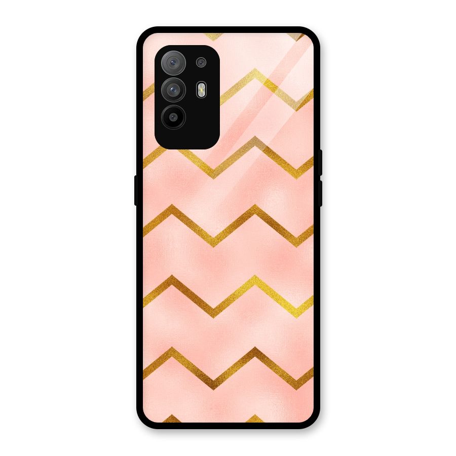Gold Pink Pattern Glass Back Case for Oppo F19 Pro Plus 5G