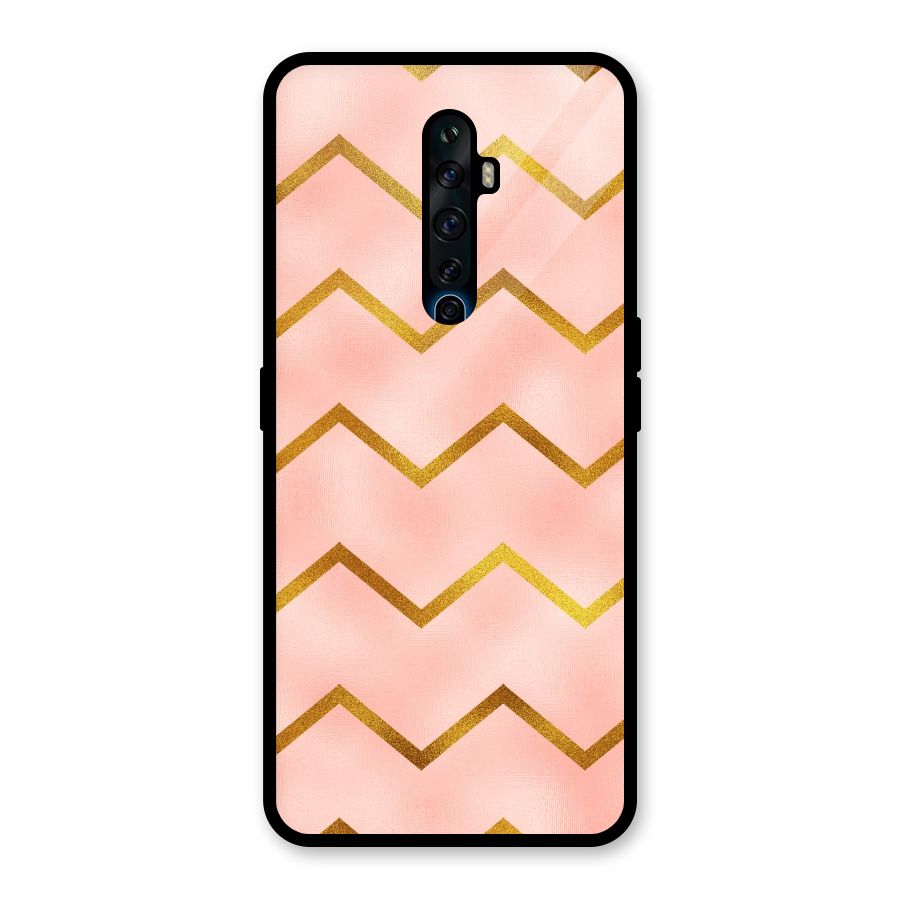 Gold Pink Pattern Glass Back Case for Oppo Reno2 Z