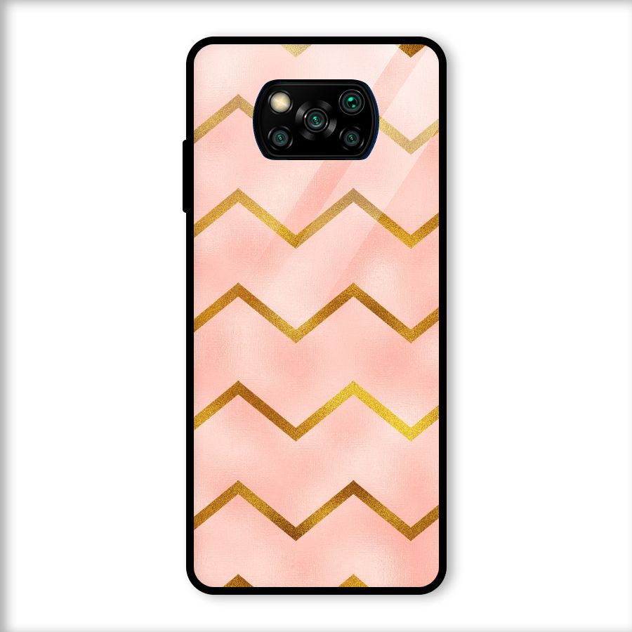 Gold Pink Pattern Glass Back Case for Poco X3