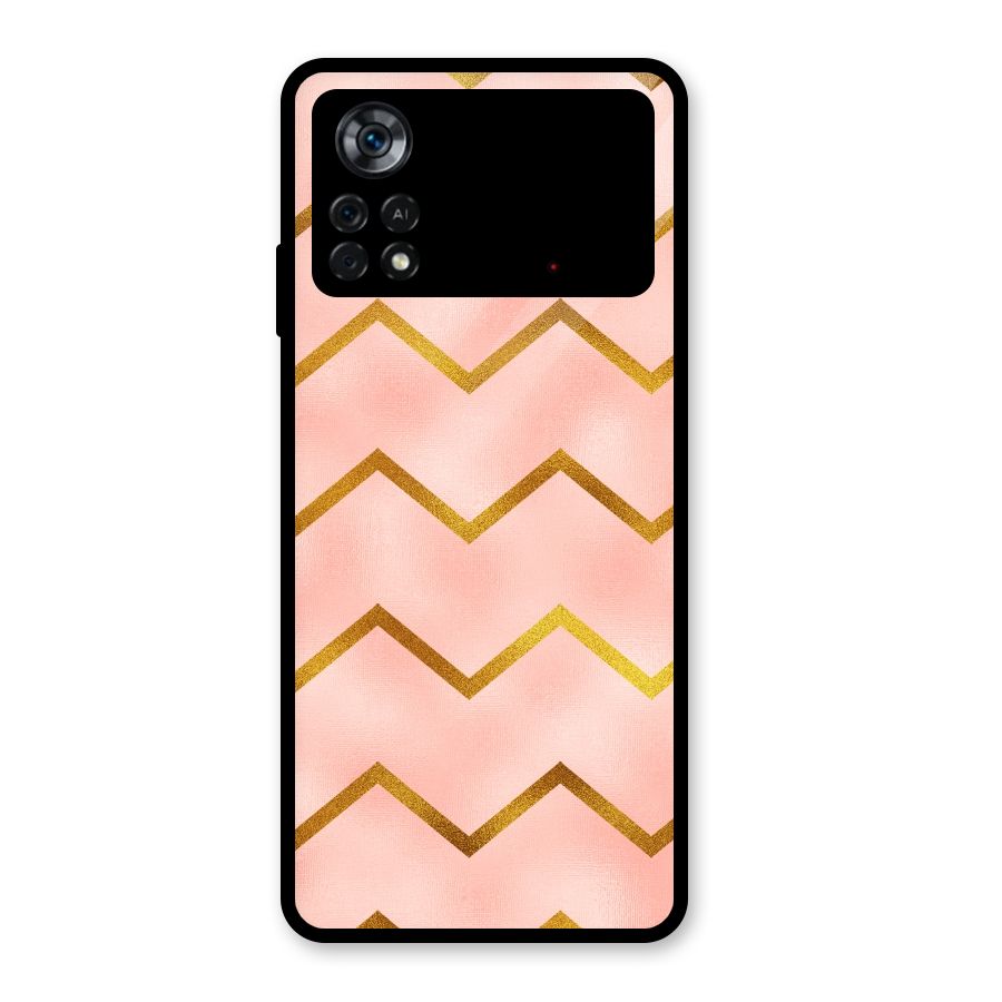 Gold Pink Pattern Glass Back Case for Poco X4 Pro 5G