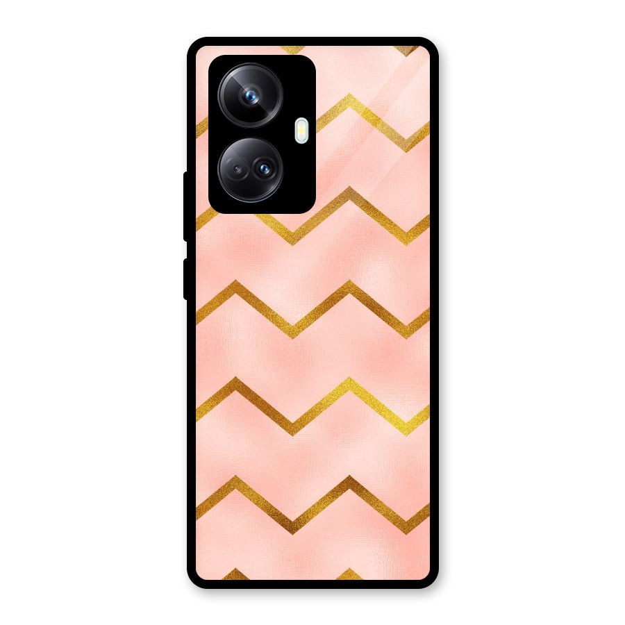 Gold Pink Pattern Glass Back Case for Realme 10 Pro Plus