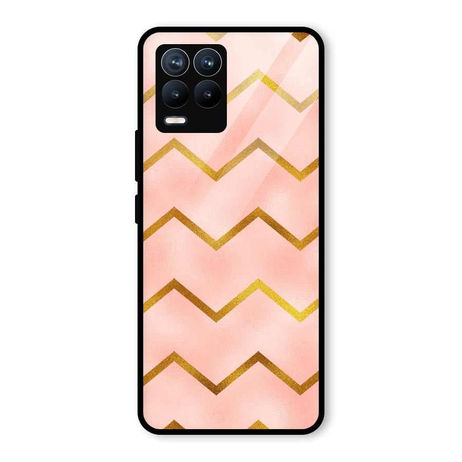 Gold Pink Pattern Glass Back Case for Realme 8 Pro