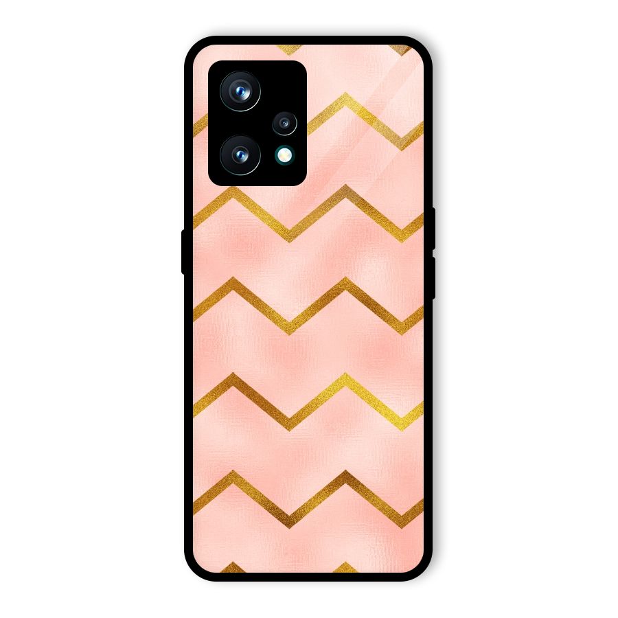 Gold Pink Pattern Glass Back Case for Realme 9 Pro Plus 5G