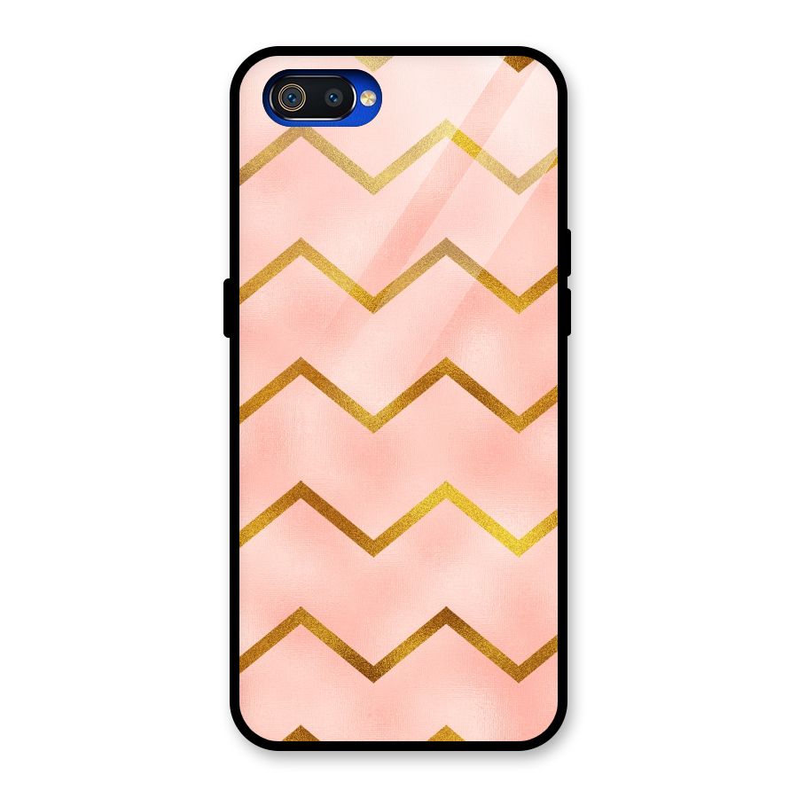 Gold Pink Pattern Glass Back Case for Realme C2