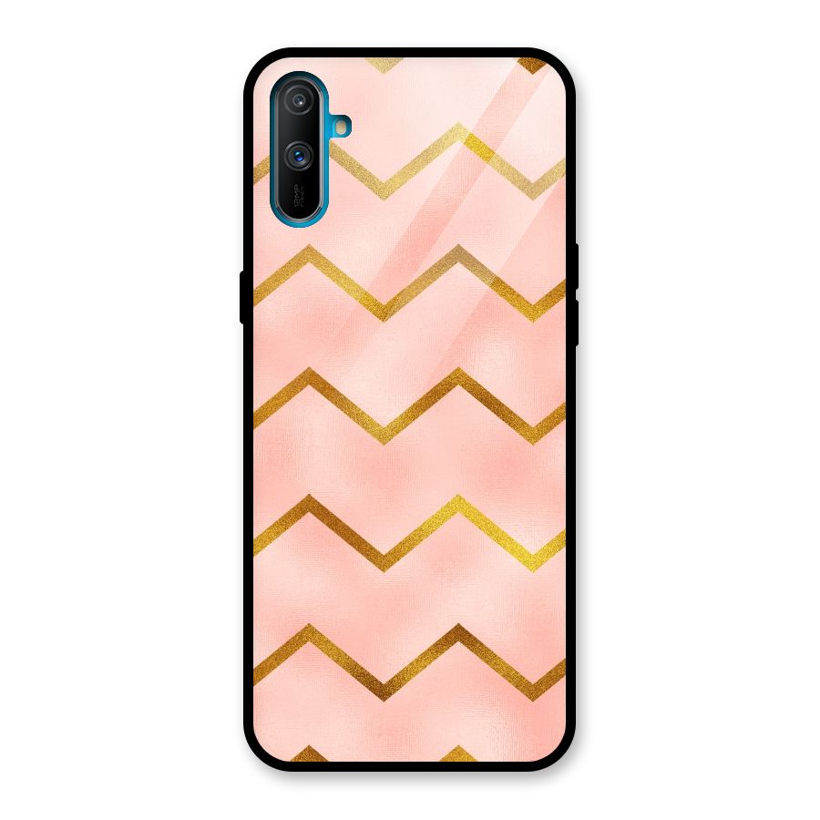 Gold Pink Pattern Glass Back Case for Realme C3