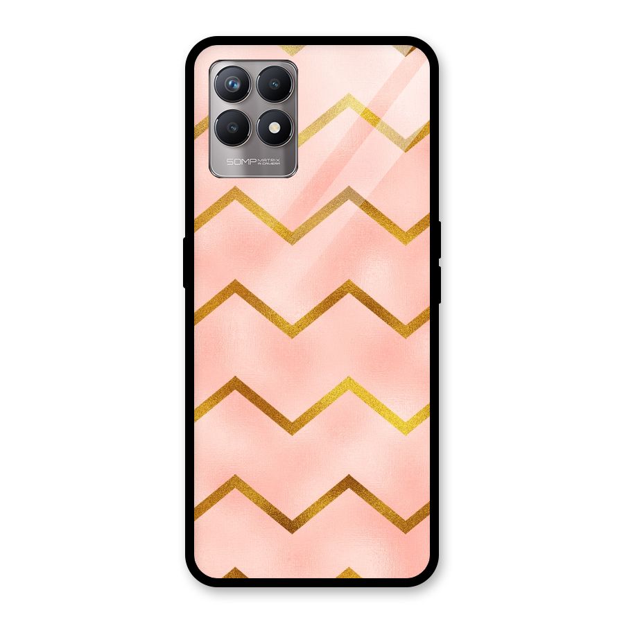 Gold Pink Pattern Glass Back Case for Realme Narzo 50