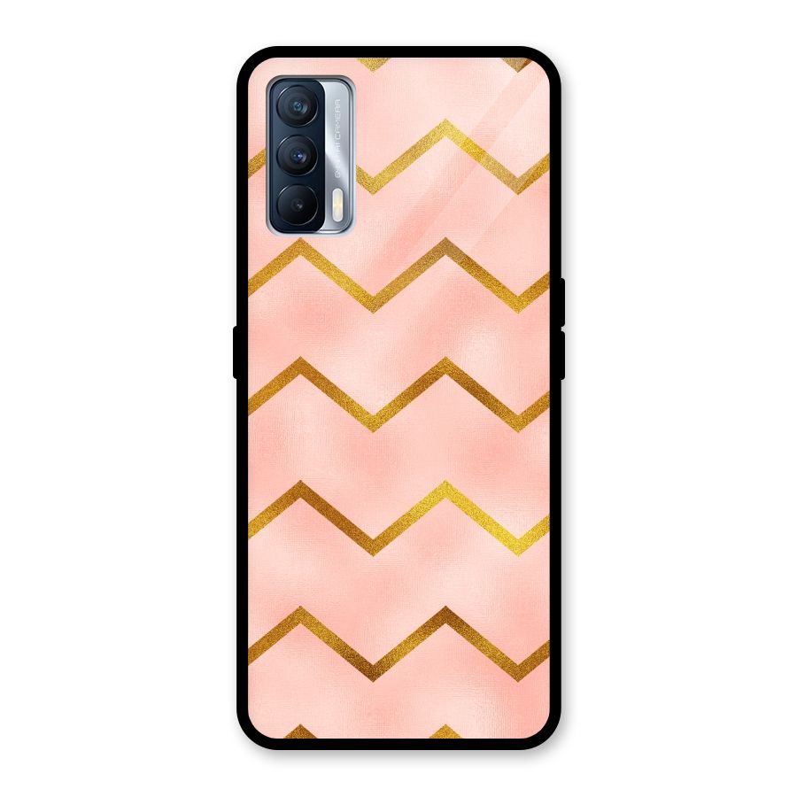 Gold Pink Pattern Glass Back Case for Realme X7