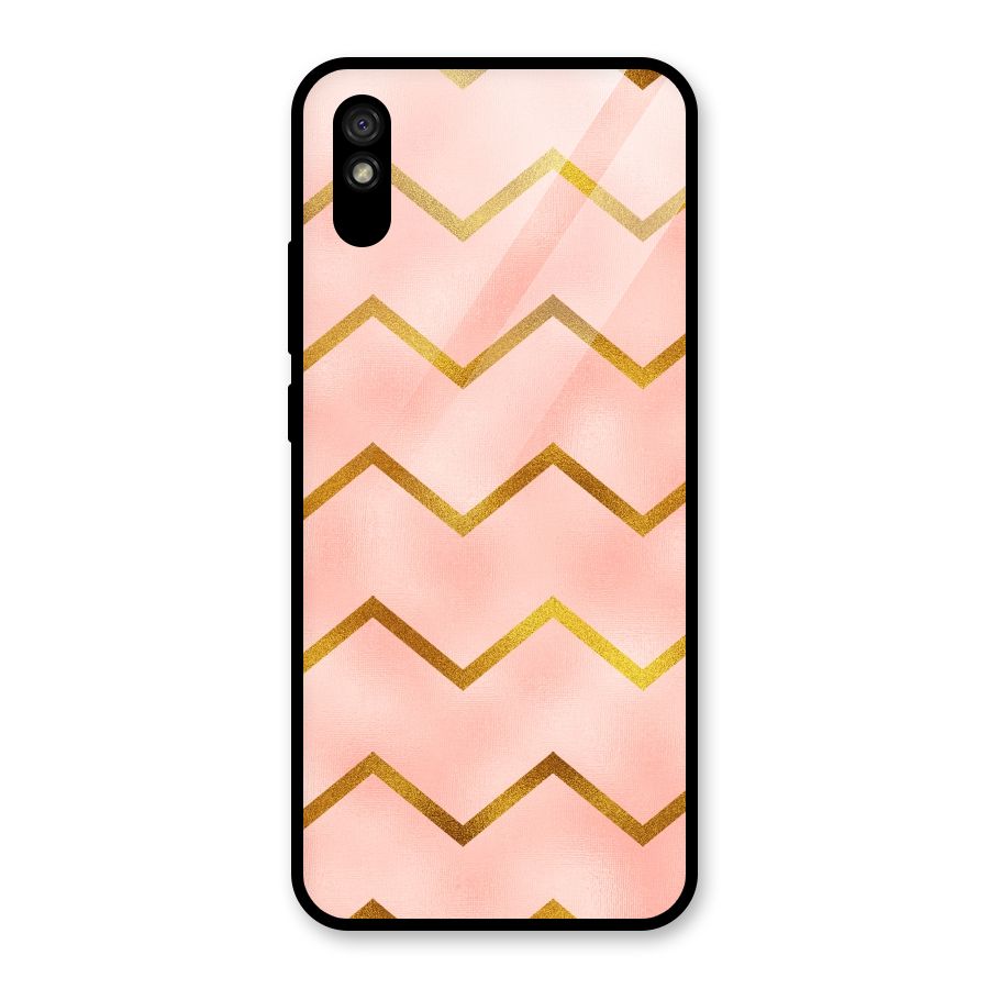 Gold Pink Pattern Glass Back Case for Redmi 9i