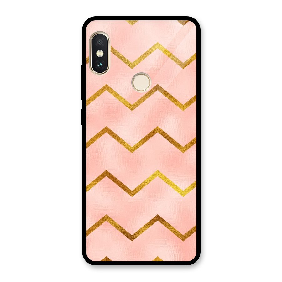 Gold Pink Pattern Glass Back Case for Redmi Note 5 Pro