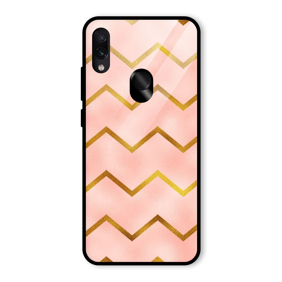 Gold Pink Pattern Glass Back Case for Redmi Note 7S