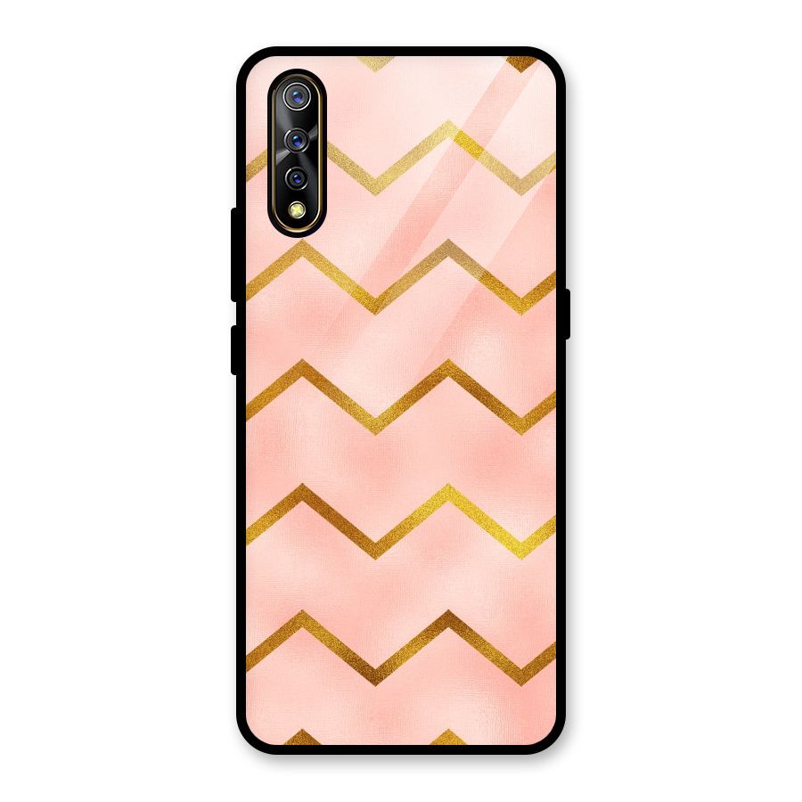 Gold Pink Pattern Glass Back Case for Vivo S1
