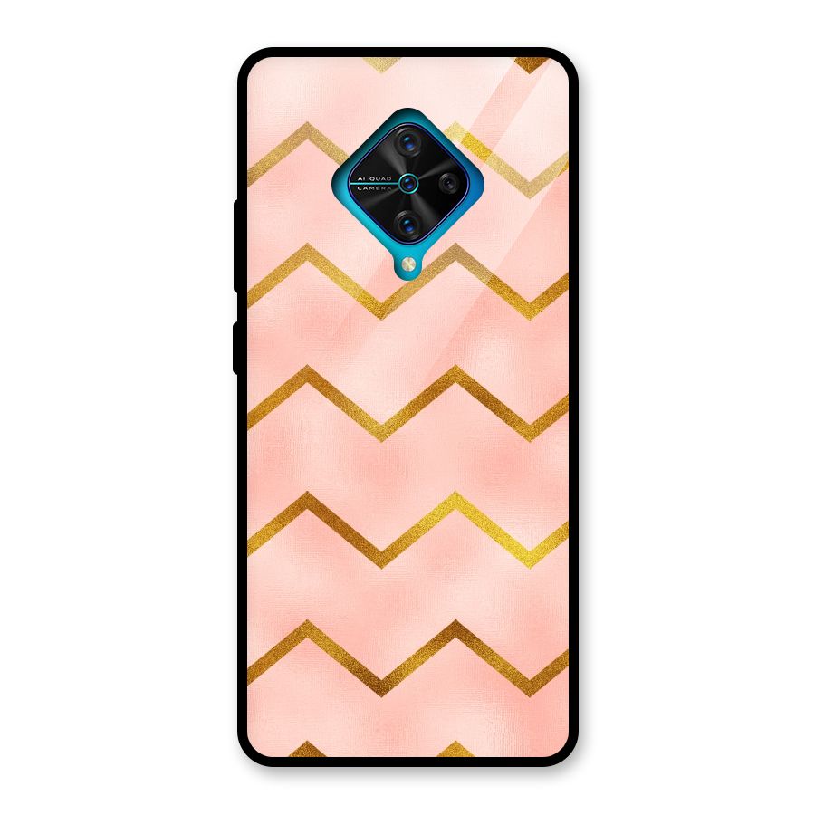 Gold Pink Pattern Glass Back Case for Vivo S1 Pro