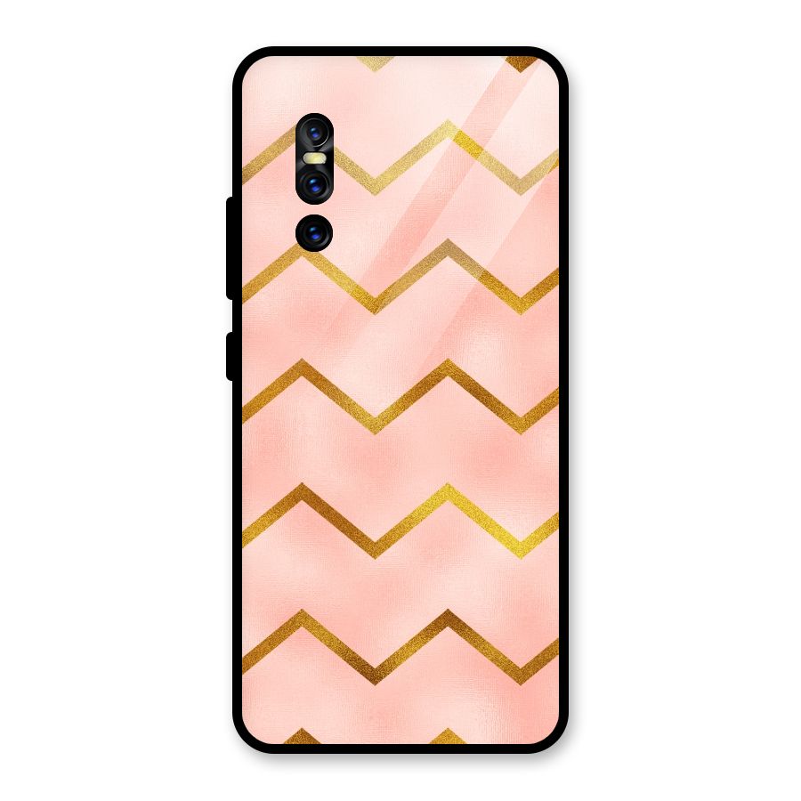 Gold Pink Pattern Glass Back Case for Vivo V15 Pro