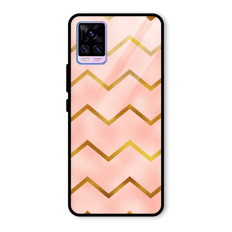 Gold Pink Pattern Glass Back Case for Vivo V20 Pro