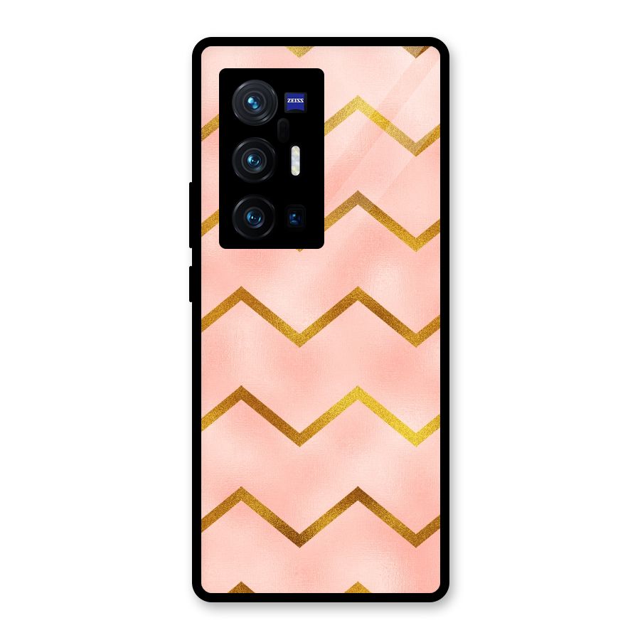 Gold Pink Pattern Glass Back Case for Vivo X70 Pro Plus