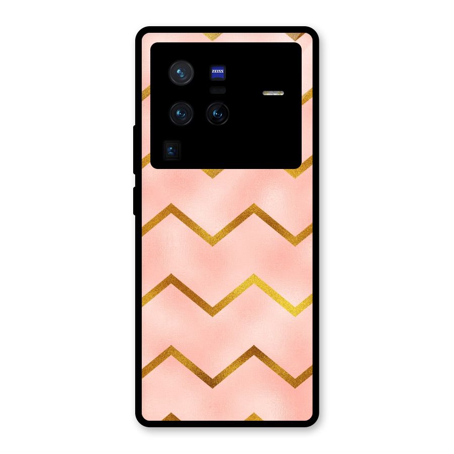 Gold Pink Pattern Glass Back Case for Vivo X80 Pro