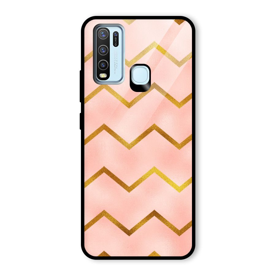 Gold Pink Pattern Glass Back Case for Vivo Y30
