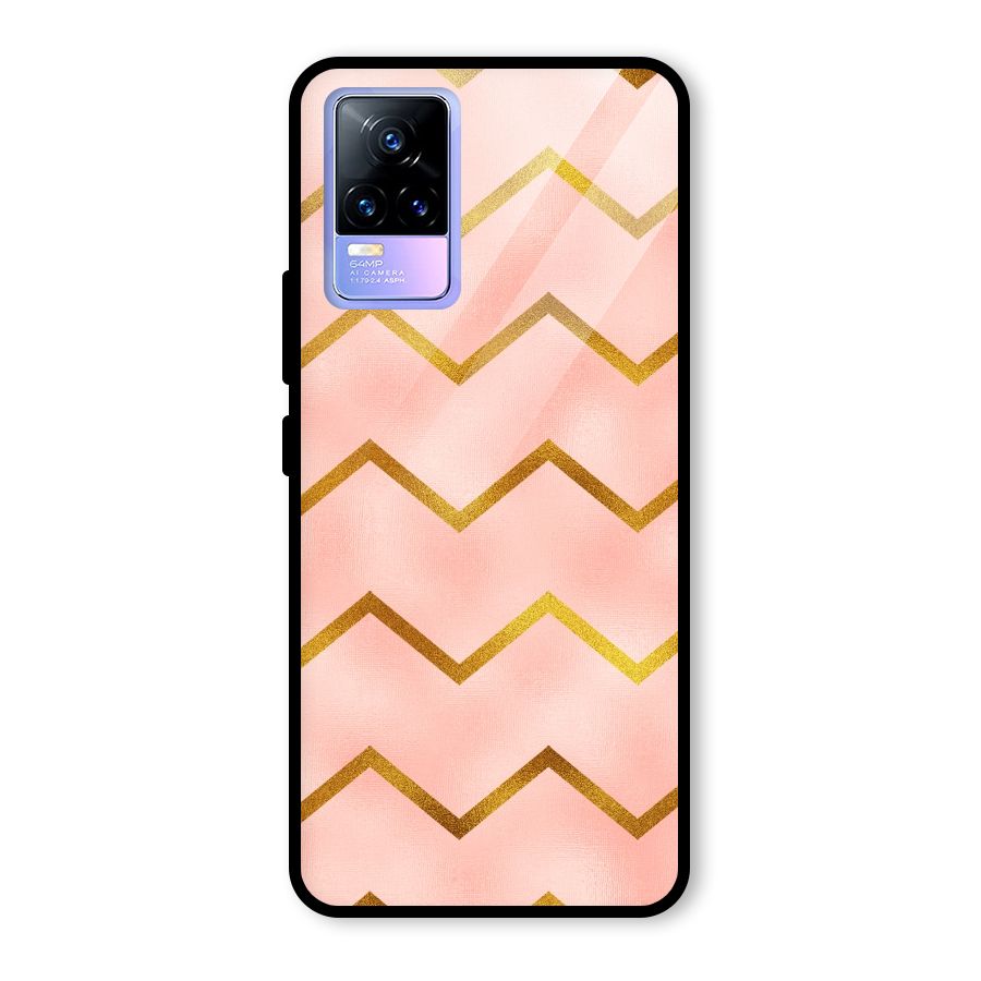 Gold Pink Pattern Glass Back Case for Vivo Y73