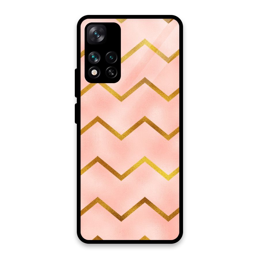 Gold Pink Pattern Glass Back Case for Xiaomi 11i HyperCharge 5G