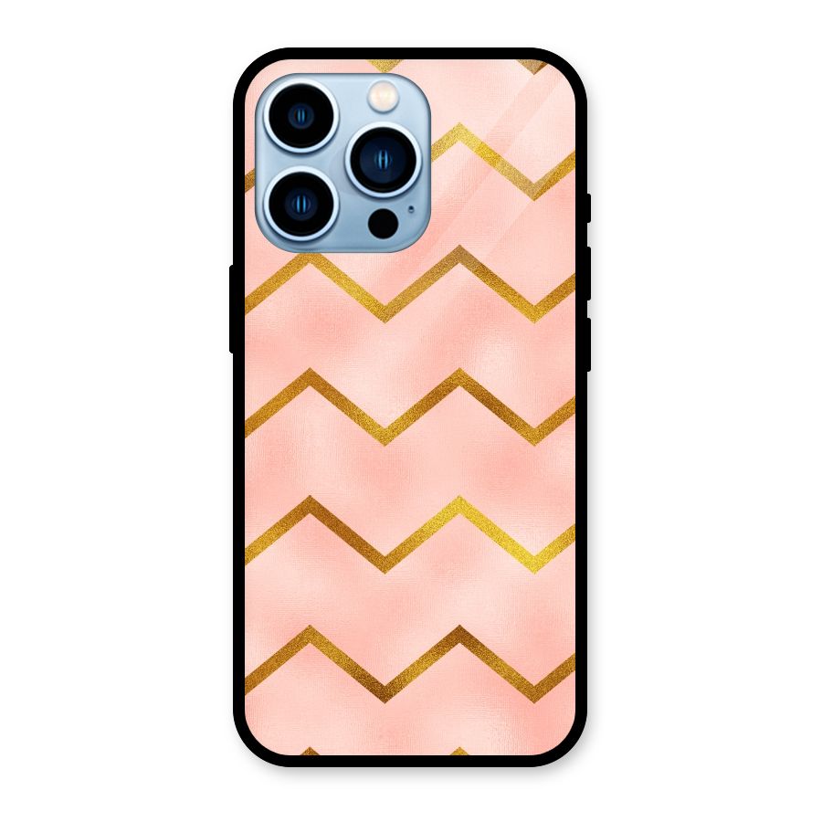Gold Pink Pattern Glass Back Case for iPhone 13 Pro