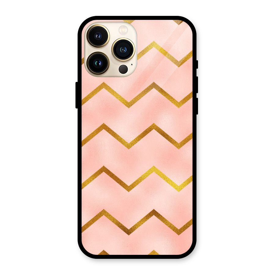 Gold Pink Pattern Glass Back Case for iPhone 13 Pro Max
