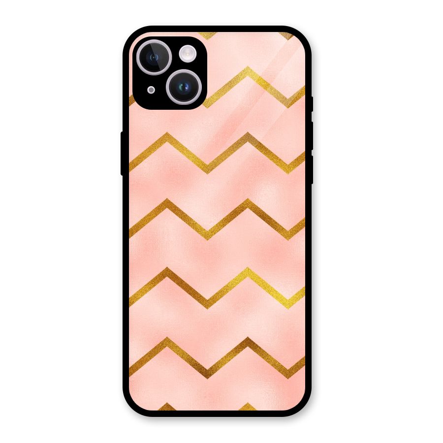 Gold Pink Pattern Glass Back Case for iPhone 14 Plus