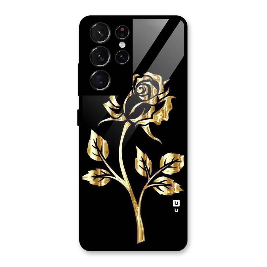 Gold Rose Glass Back Case for Galaxy S21 Ultra 5G