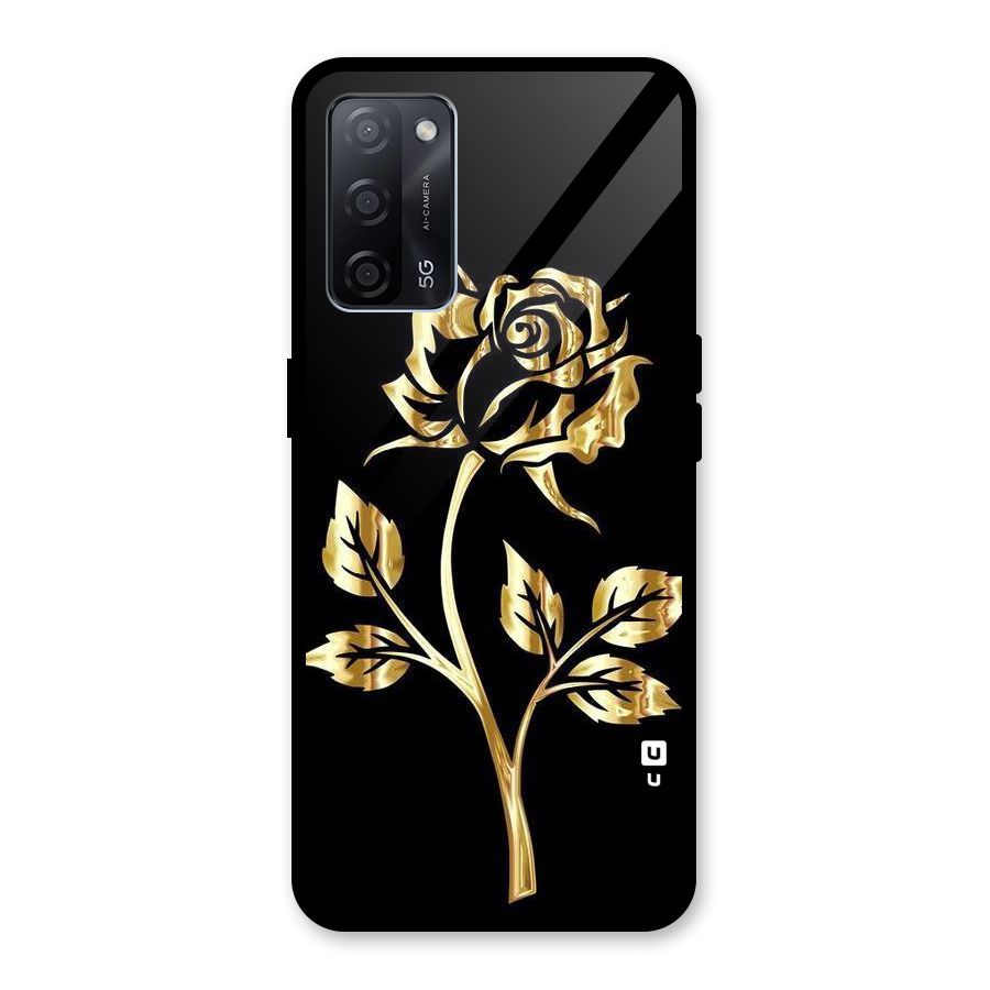 Gold Rose Glass Back Case for Oppo A53s 5G