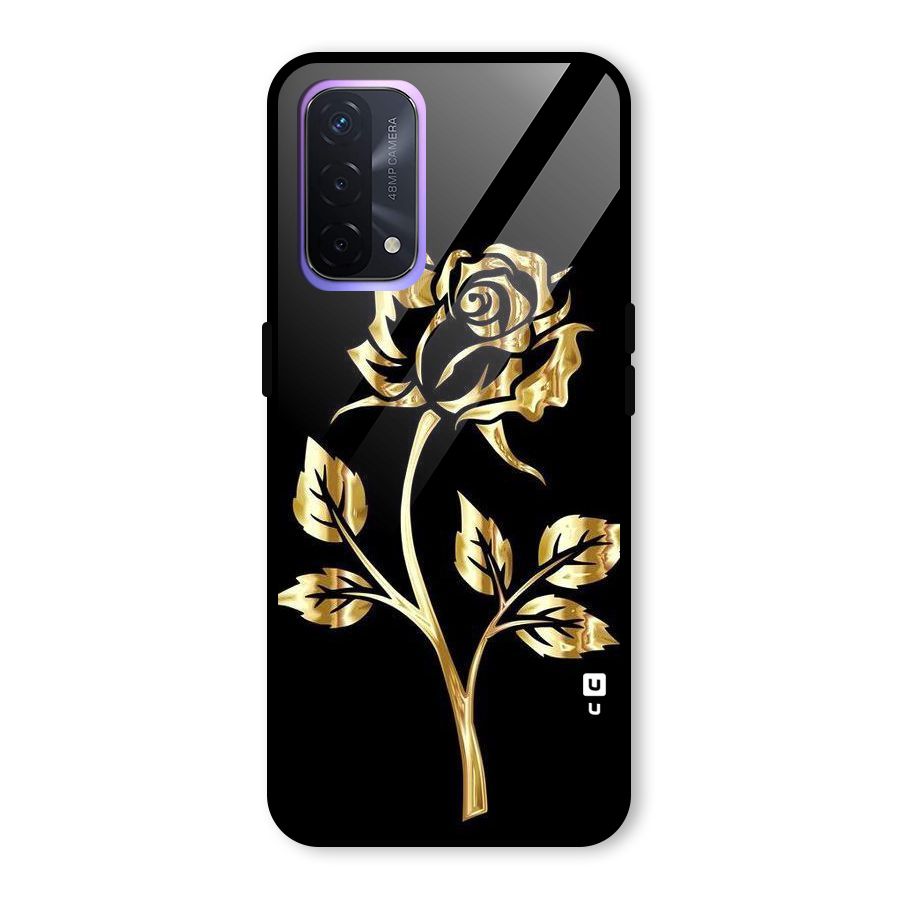 Gold Rose Glass Back Case for Oppo A74 5G