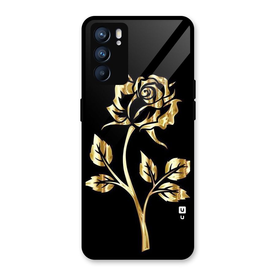 Gold Rose Glass Back Case for Oppo Reno6 5G