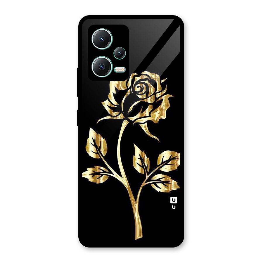 Gold Rose Glass Back Case for Redmi Note 12 5G