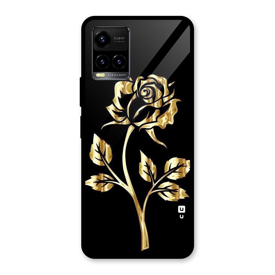 Gold Rose Glass Back Case for Vivo Y21A