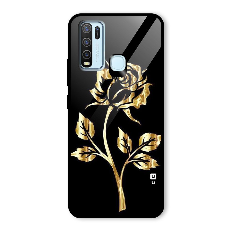 Gold Rose Glass Back Case for Vivo Y30
