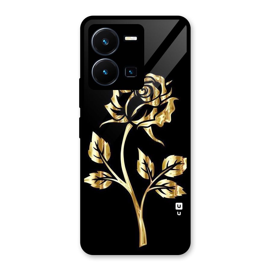 Gold Rose Glass Back Case for Vivo Y35