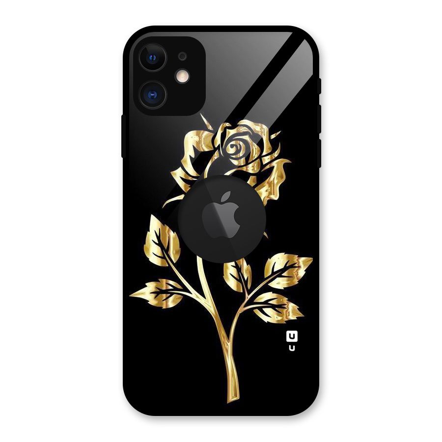 Gold Rose Glass Back Case for iPhone 11 Logo Cut