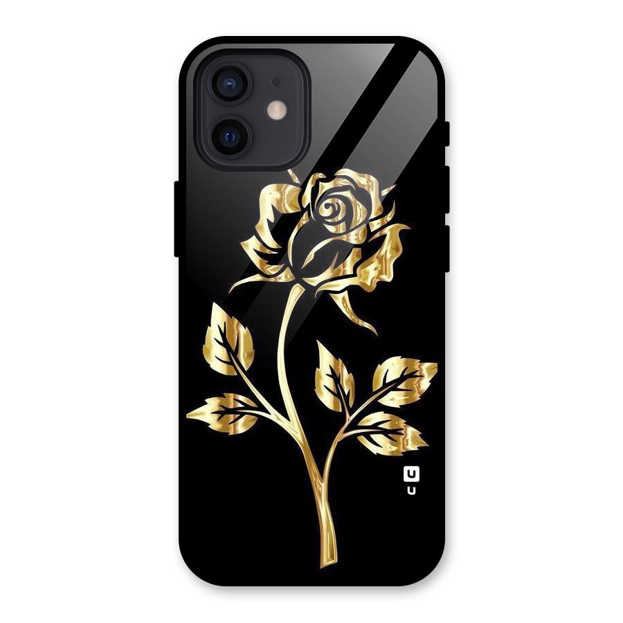 Gold Rose Glass Back Case for iPhone 12