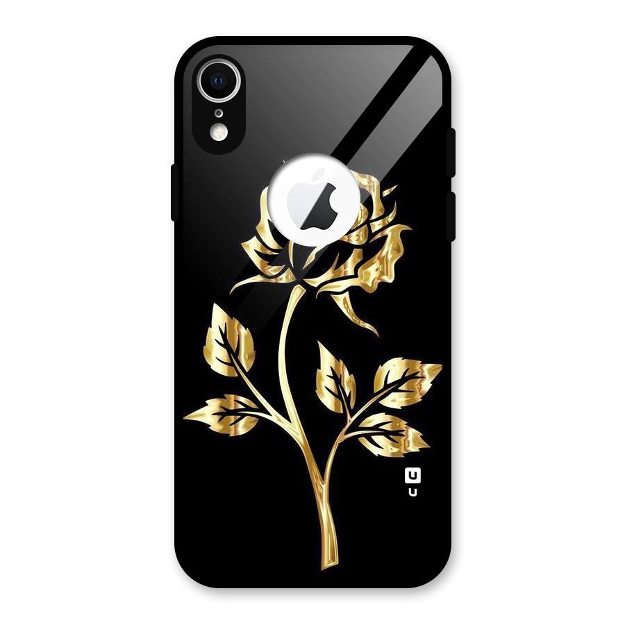 Gold Rose Glass Back Case for iPhone XR Logo Cut