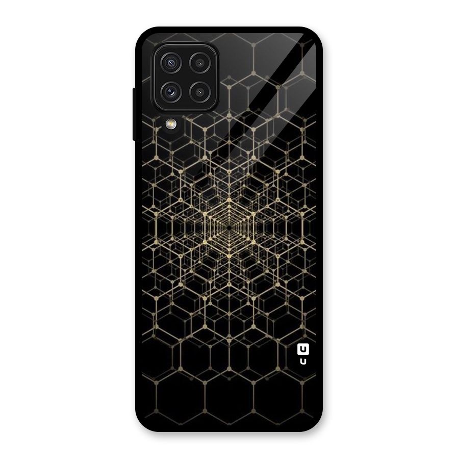 Gold Web Glass Back Case for Galaxy A22 4G