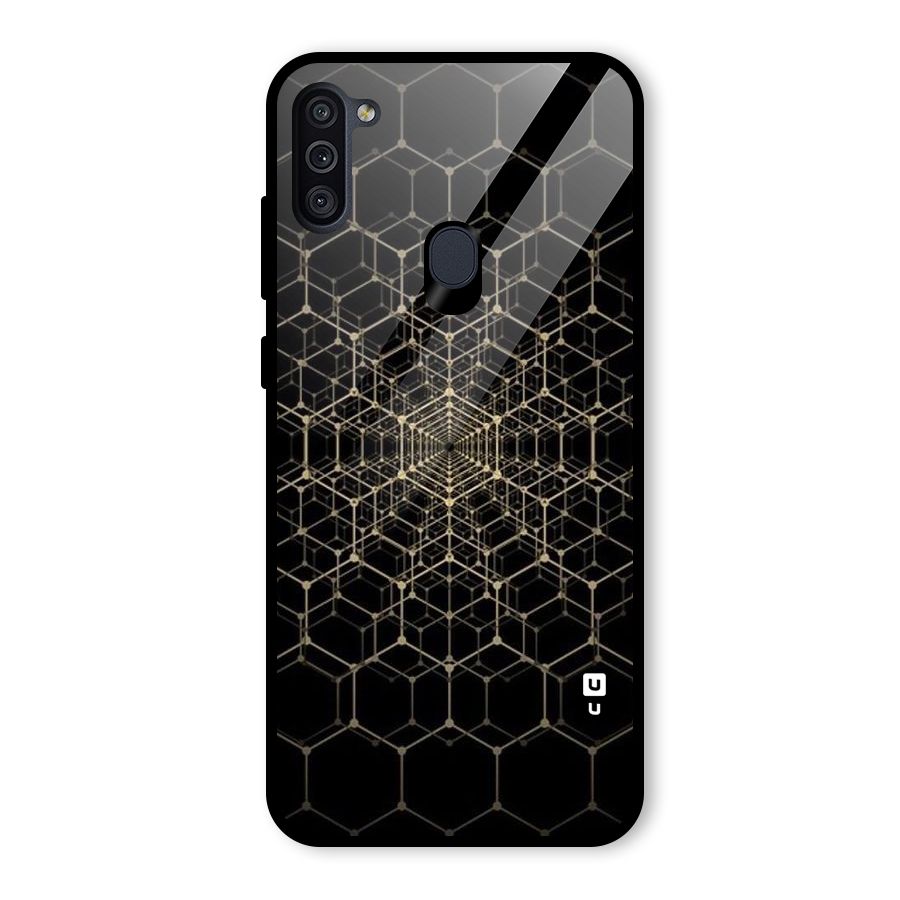 Gold Web Glass Back Case for Galaxy M11
