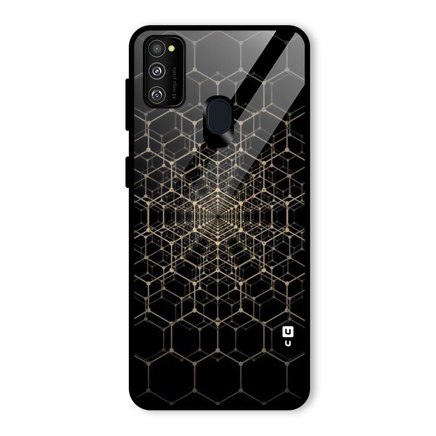 Gold Web Glass Back Case for Galaxy M30s