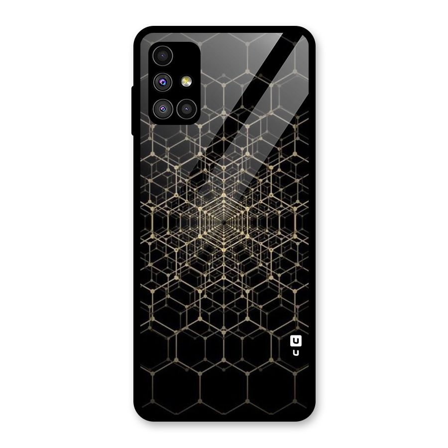 Gold Web Glass Back Case for Galaxy M51