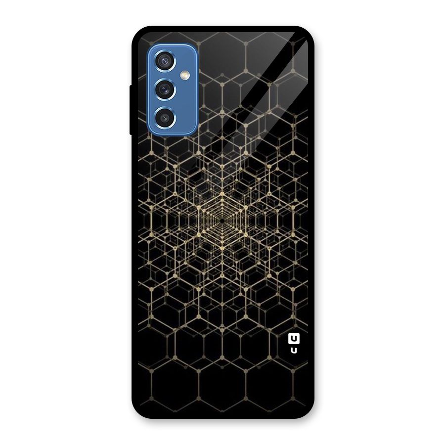 Gold Web Glass Back Case for Galaxy M52 5G
