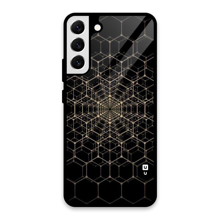 Gold Web Glass Back Case for Galaxy S22 Plus 5G