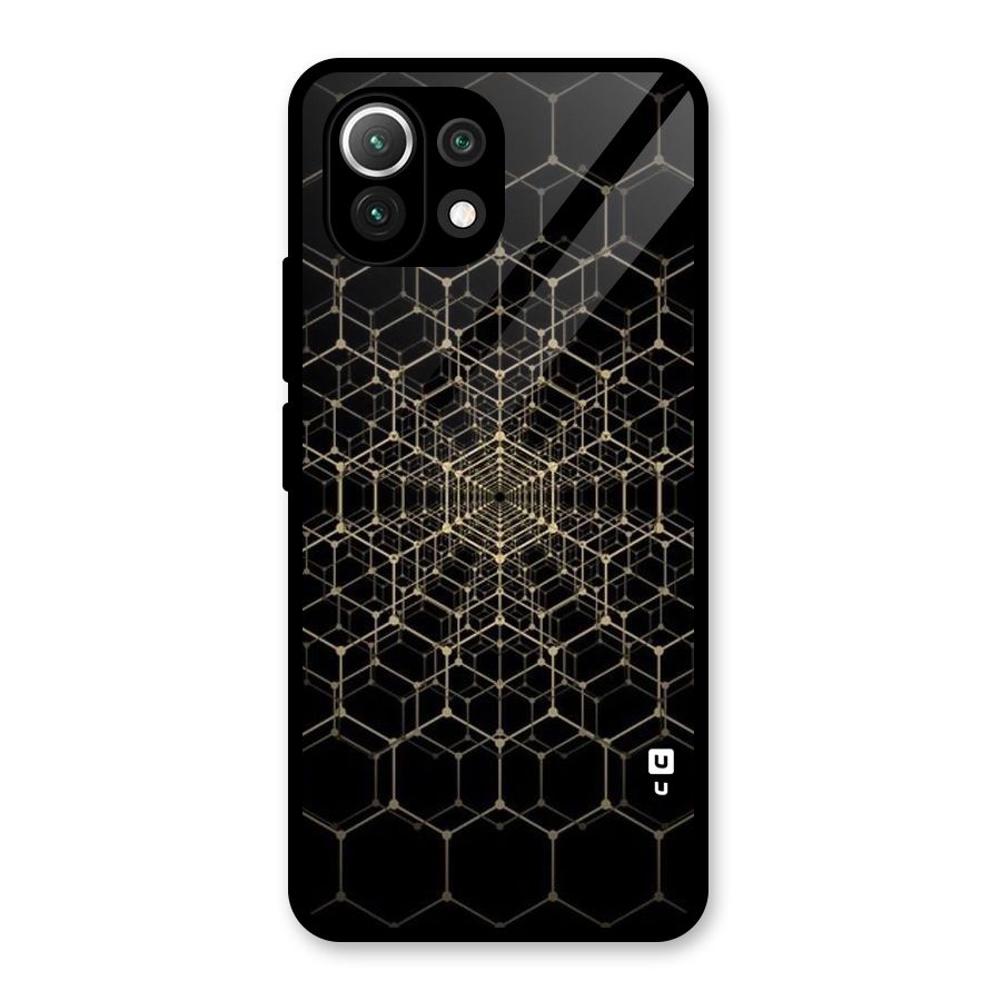Gold Web Glass Back Case for Mi 11 Lite NE 5G