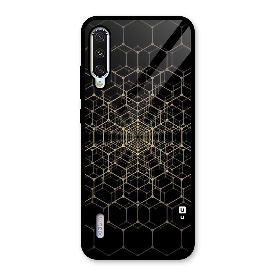 Gold Web Glass Back Case for Mi A3