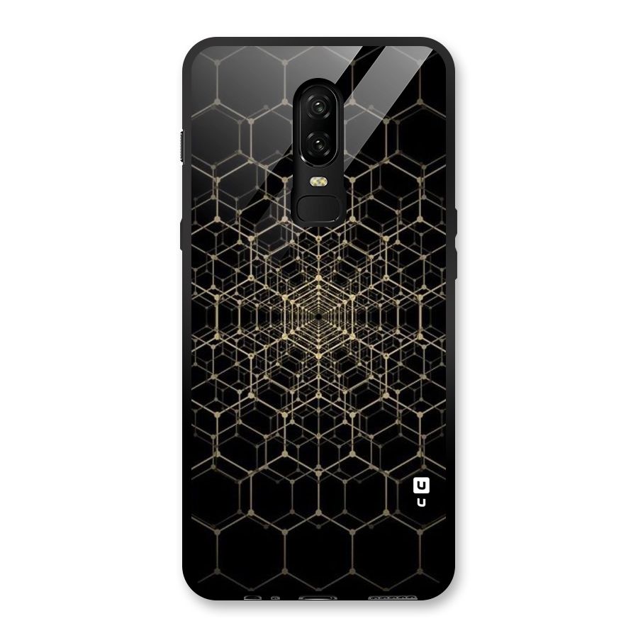 Gold Web Glass Back Case for OnePlus 6